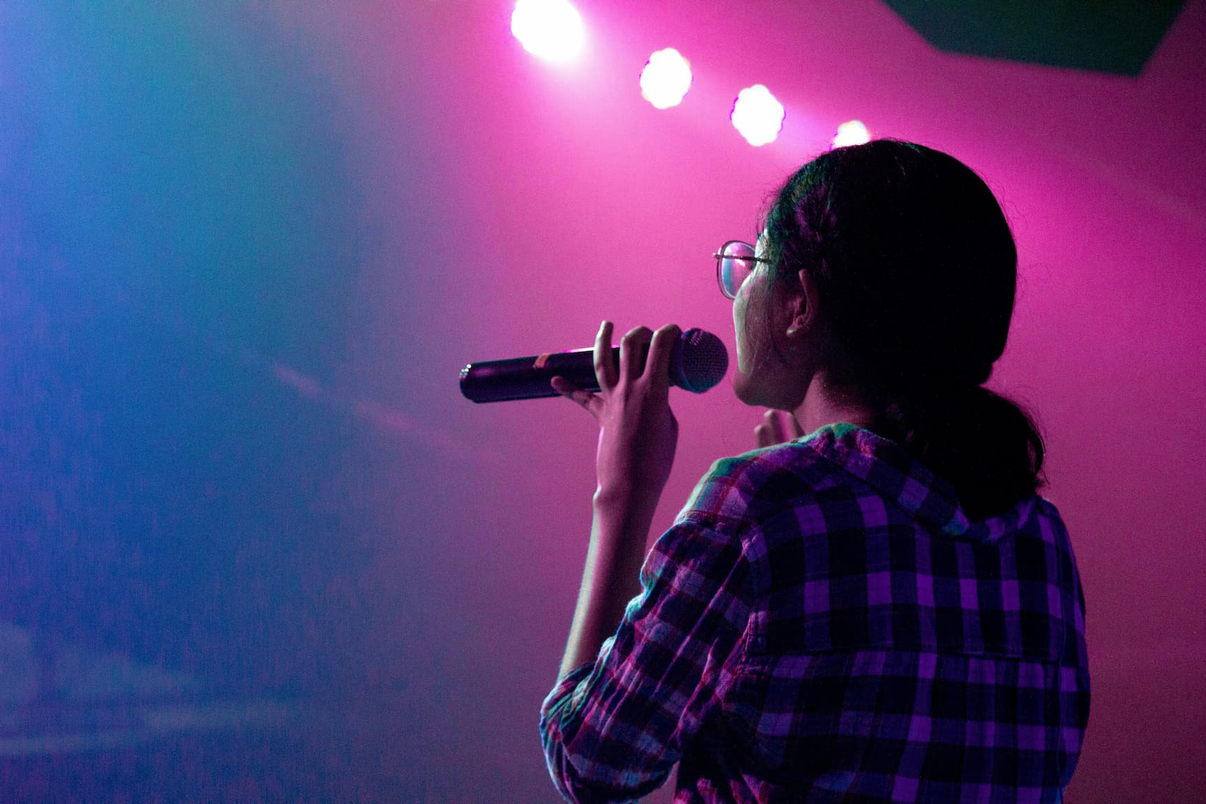 Singer singing on the stage